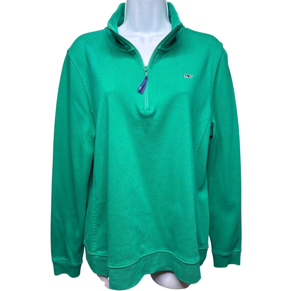 VINEYARD VINES Womens Green Quarter Zip Shep Shirt Pullover XL Preppy Layering